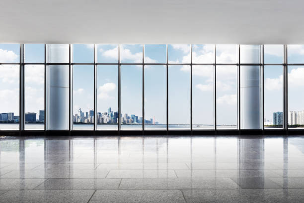 istock empty office with cityscape of modern city 860817766