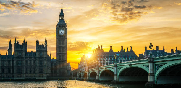 istock Famous Big Ben clock tower in London at sunset 860817934