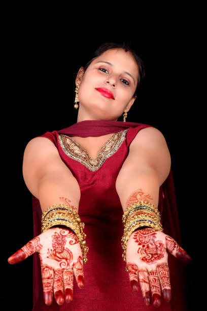 istock Indian women showing mehndi 860829248