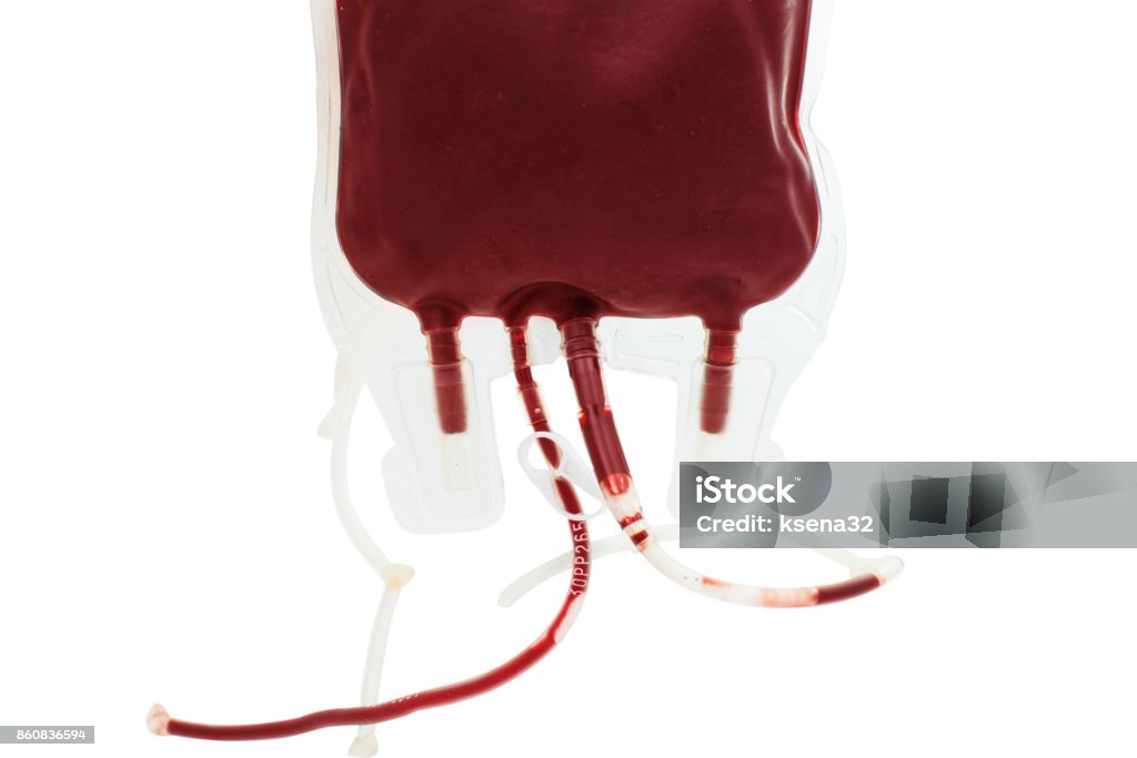 Bag with blood isolated Bag with blood isolated on white background Anemia Stock Photo