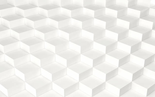 istock Abstract array of white shinny cubes of different height. 3d render 860843150