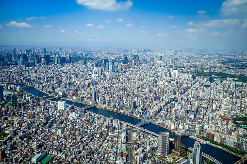 Tokyo city skyline panorama aerial view, Japan