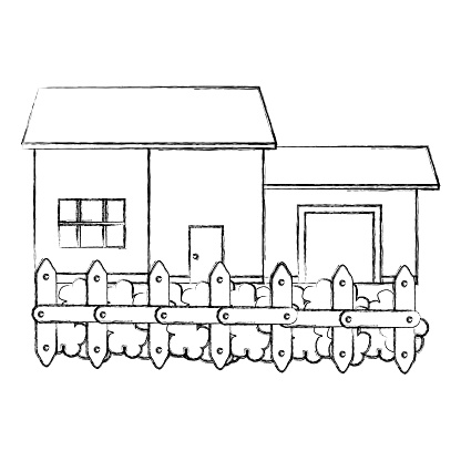 beautiful house building with fence vector illustration design