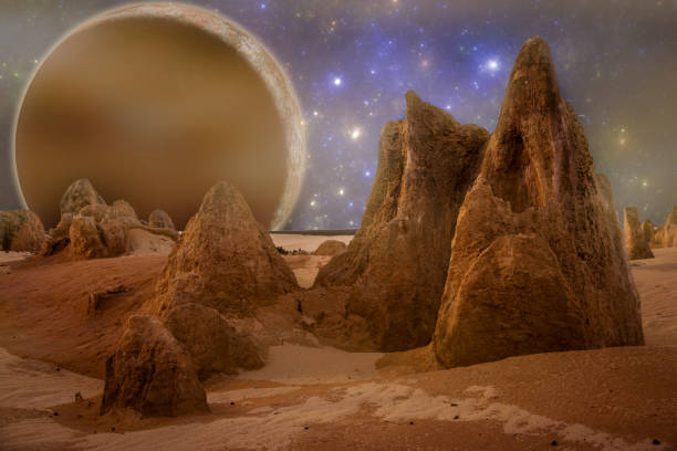 istock Strange alien world, surface of the unknown exoplanet 860845202