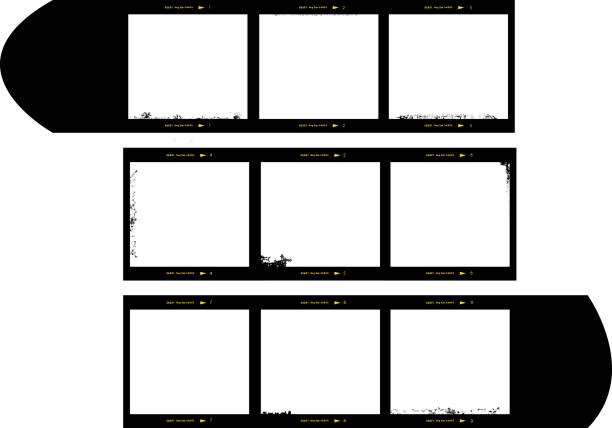 중간 포맷 필름 스트립 액자 - medium format camera 이미지 stock illustrations