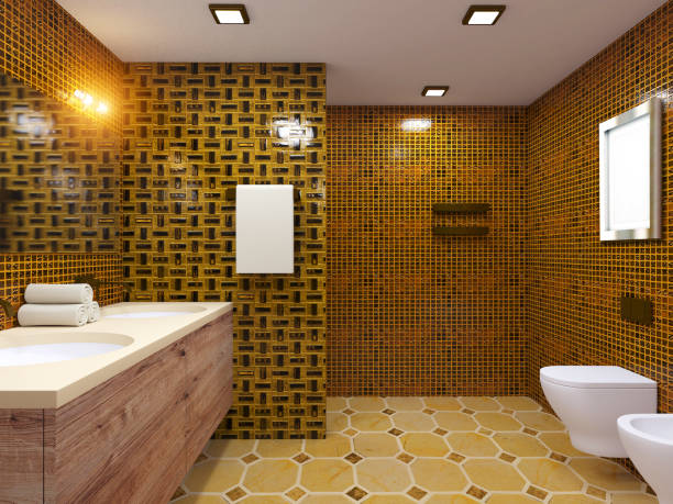 istock 3D-rendering modern bathroom in a big house 860848050