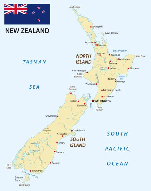 Vector illustration of New Zealand map