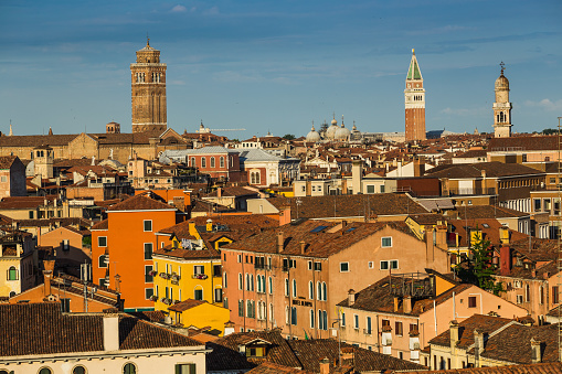 VENICE, ITALY - JUNE 26, 2014: View of Venice rooftops from above, Italy