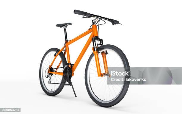 Orange Sport Bike Looks To The Right Isolated On White Background Sport Concept 3d Illustration Stock Photo - Download Image Now