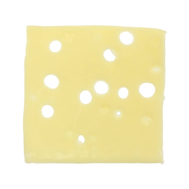 seule tranche de fromage suisse faible en sodium - square slice photos et images de collection