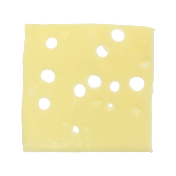 один ломтик швейцарского сыра с низким содержанием натрия - swiss cheese стоковые фото и изображения