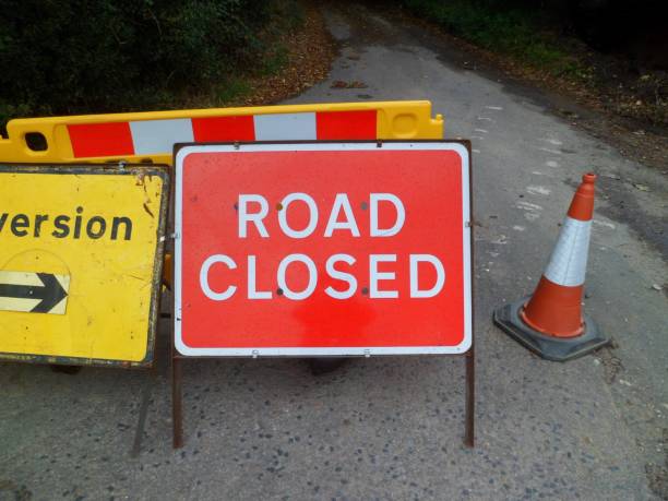 istock Road traffic hazard sign 'Road Closed' 860864686
