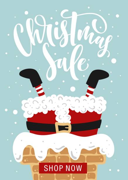 Christmas sale. Hand drawn lettering. Santa Stuck. Christmas sale. Hand drawn lettering. Santa Stuck. feet up stock illustrations