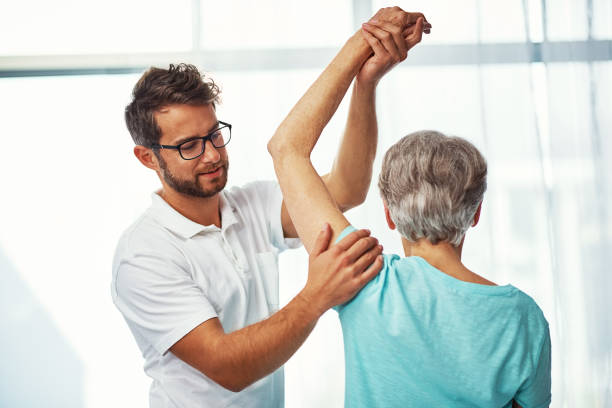 How's that rotator cuff? stock photo