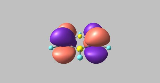 orbitale moléculaire du benzène isolé sur fond gris - lumo photos et images de collection