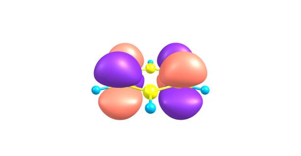 orbitale moléculaire du benzène isolé sur blanc - lumo photos et images de collection