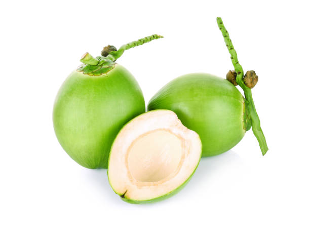 istock Green coconut isolated on white background 860876722