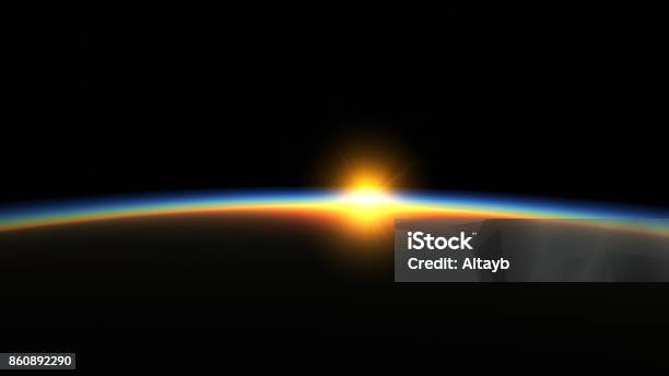 Foto de Nascer Do Sol No Espaço e mais fotos de stock de Estratosfera - Estratosfera, Nascer do sol, O Amanhecer