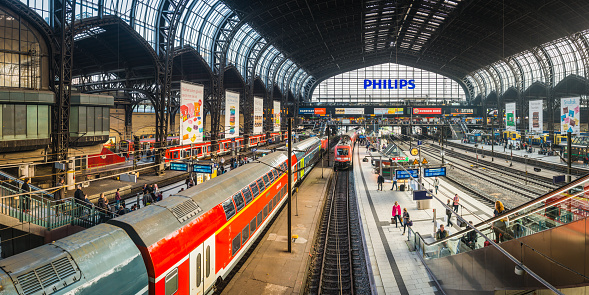 Multiple railway lines entering under the Eastern entrance into Birmingham New Street Railway Station, West Midlands, UK on 23 July 2023