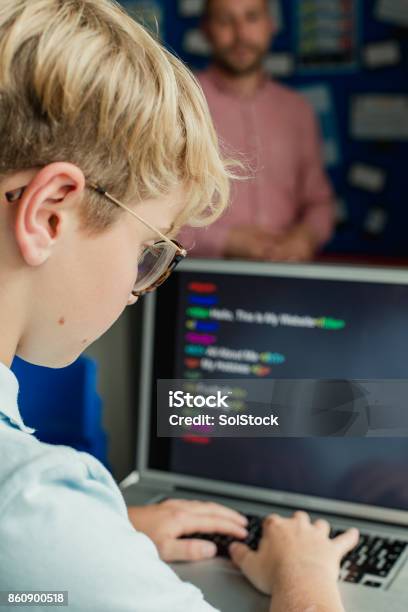 Student Coding Image Free Male Student Learning Coding In School Stock Photo - Download Image Now ...
