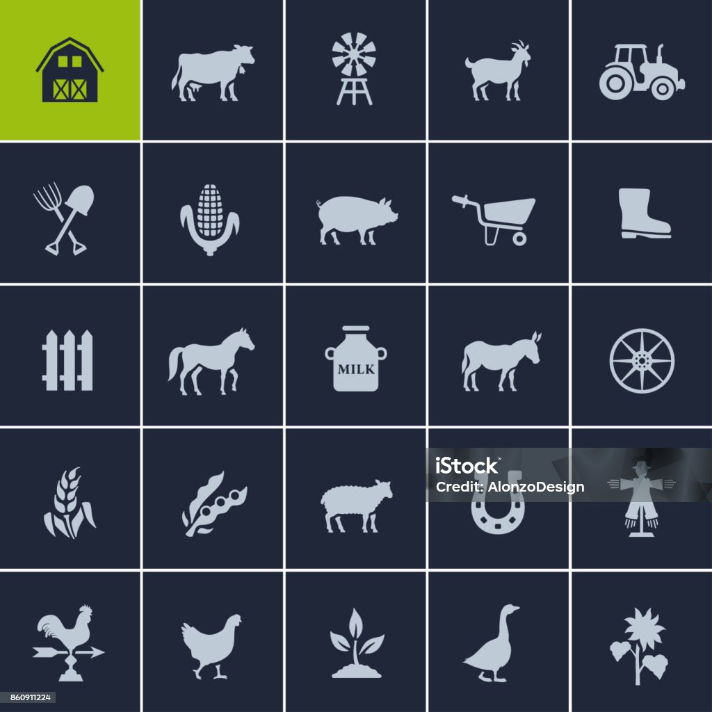 Farm Icon Set Set of farm icons Icon Symbol stock vector