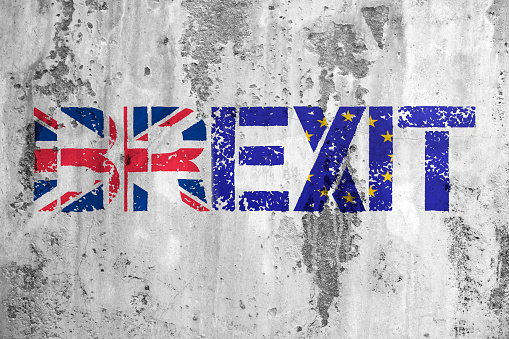 Brexit on a concrete textured background