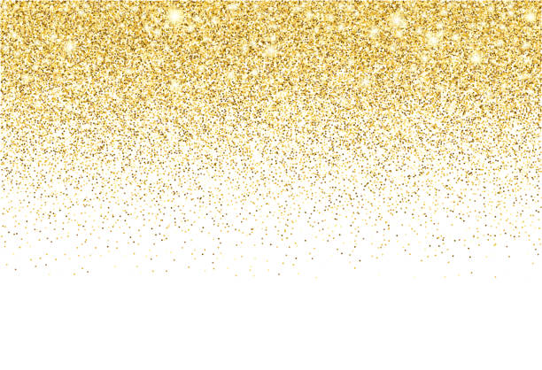 Gold glitter texture vector gradient background Gold colored vector circles and shiny star reflections illustrating a glitter gradient texture background glitter stock illustrations