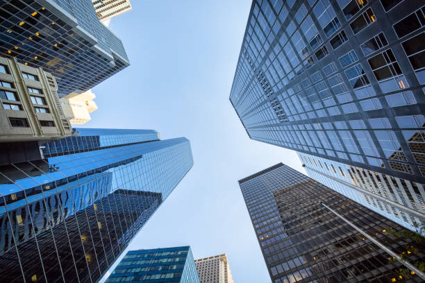 istock Up view in financial district in Manhattan 860918914