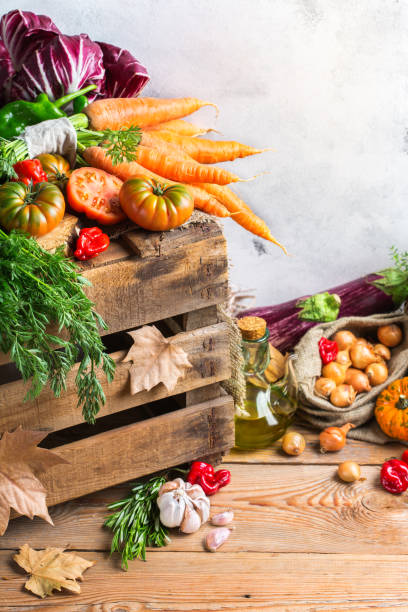istock Fall autumn decorative festive thanksgiving background with vegetables 860926994