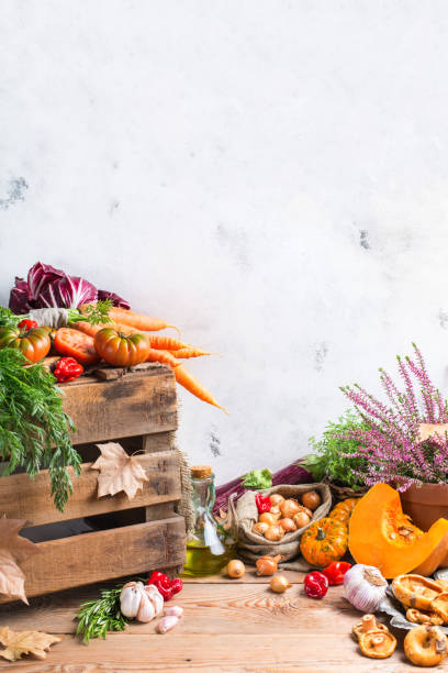 istock Fall autumn decorative festive thanksgiving background with vegetables 860927812