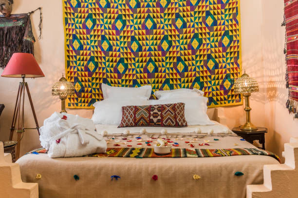 Romantic bedroom Romantic bedroom in moroccan style casbah photos stock pictures, royalty-free photos & images