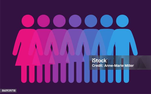 Gender Blend Stock Illustration - Download Image Now - Gender Fluid, Change, Pink Color