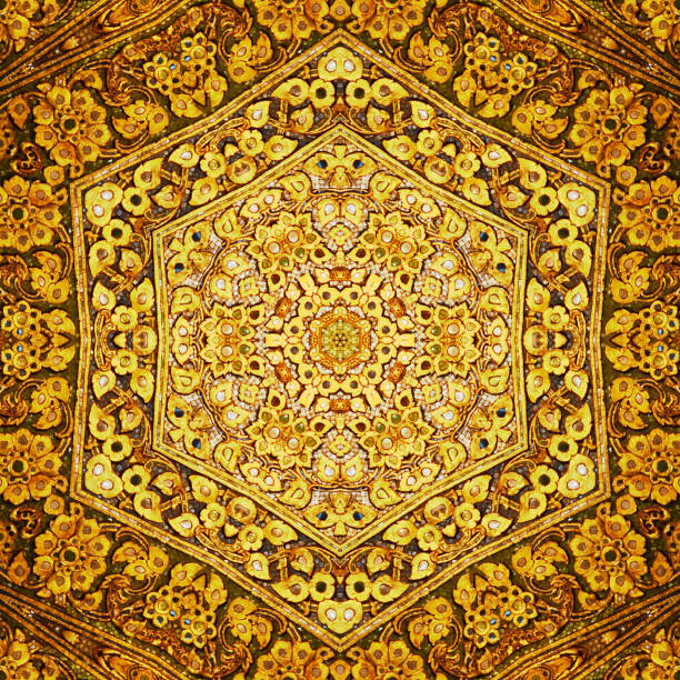 Gold abstract background textures,kaleidoscope Photo technique