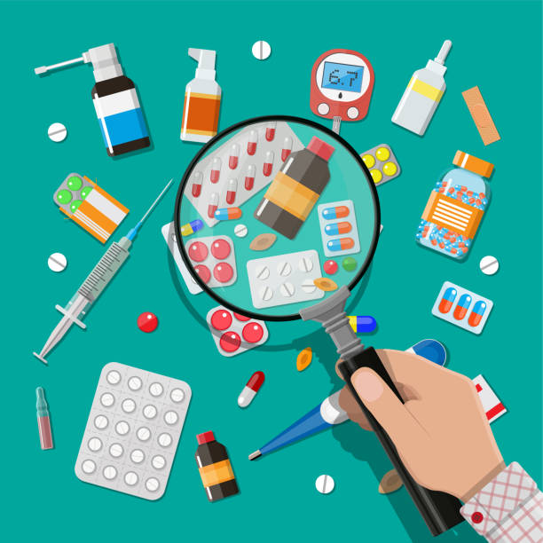 kapsułki medyczne kapsułki i urządzenia medyczne - pill bottle nutritional supplement pill medicine stock illustrations