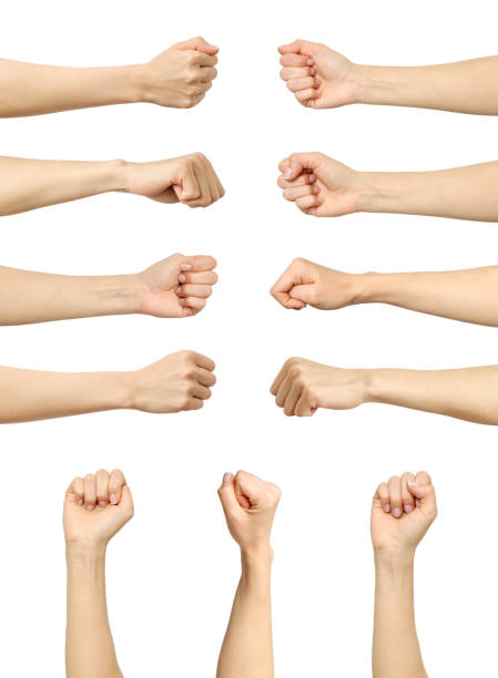 istock Multiple female caucasian clenched fist isolated over white background 860947132