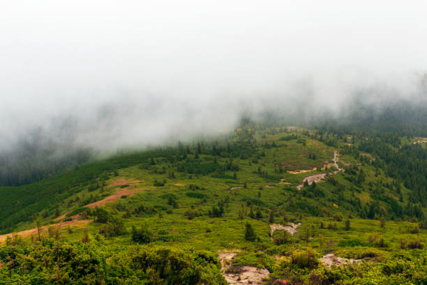 istock fog in the mountains from the height 860947236