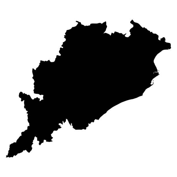Orissa black map on white background vector Orissa black map on white background vector odisha stock illustrations
