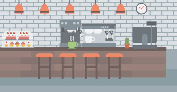 tło kawiarni - coffee shop illustrations stock illustrations