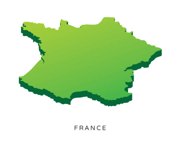 illustrazioni stock, clip art, cartoni animati e icone di tendenza di illustrazione della mappa del paese 3d isometrica della francia moderna - territori francesi doltremare