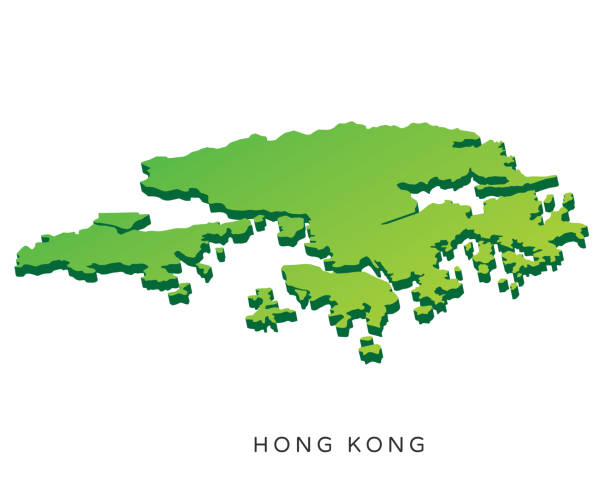 ilustrações de stock, clip art, desenhos animados e ícones de modern hong kong isometric 3d country map illustration - british empire illustrations