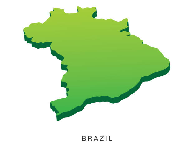 ilustrações, clipart, desenhos animados e ícones de ilustração de mapa do brasil moderno país 3d isométrica - mapa brazil 3d