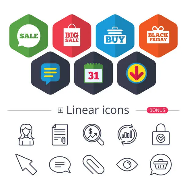 Vector illustration of Sale speech bubble icons. Buy cart symbol.