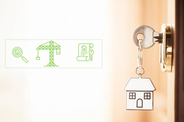 A key in a lock with house icon on it