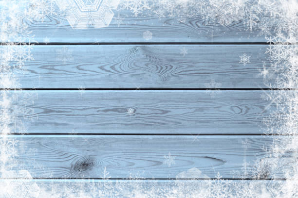istock Blue wood texture with snow  effect christmas background 860976734