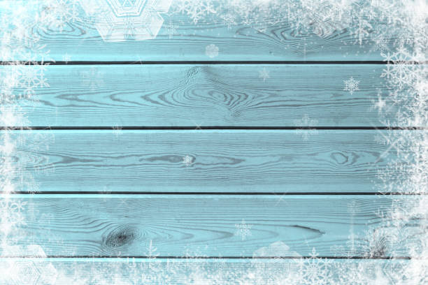 istock Blue wood texture with snow  effect christmas background 860976736