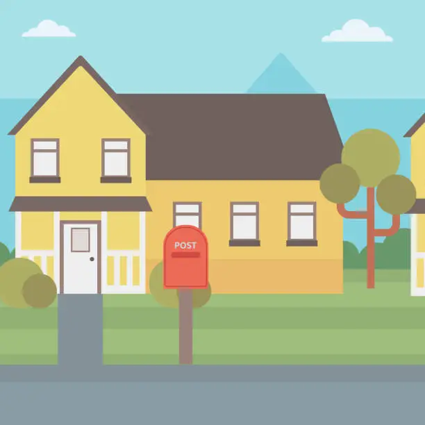 Vector illustration of Background of suburban house