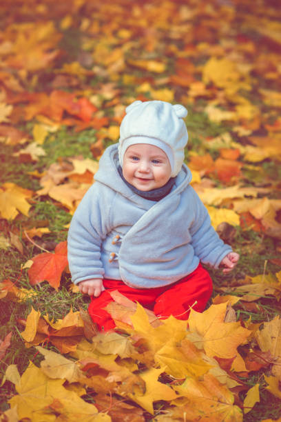 istock Happy baby boy in autumn 860980554