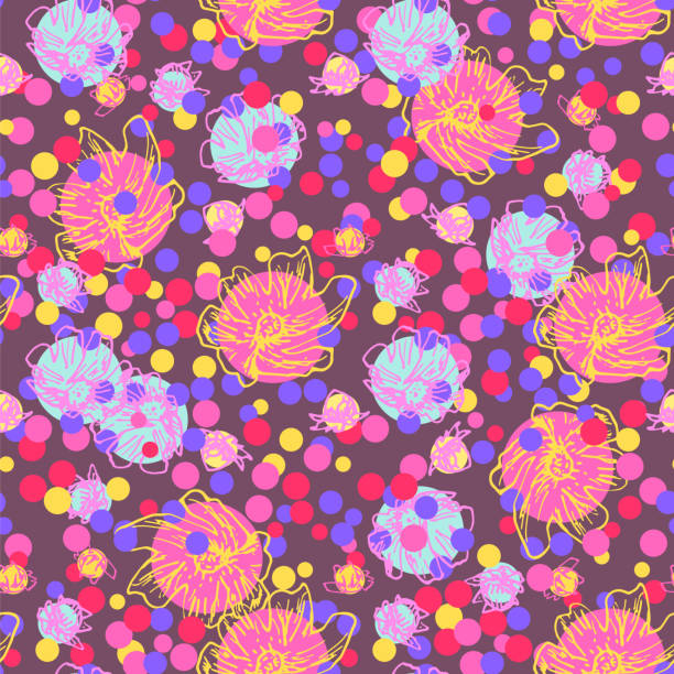 abstrakte nahtlose muster  - blossom florescence flower wallpaper pattern stock-grafiken, -clipart, -cartoons und -symbole