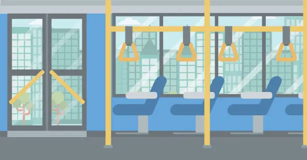 Vector illustration of Background of modern empty city bus