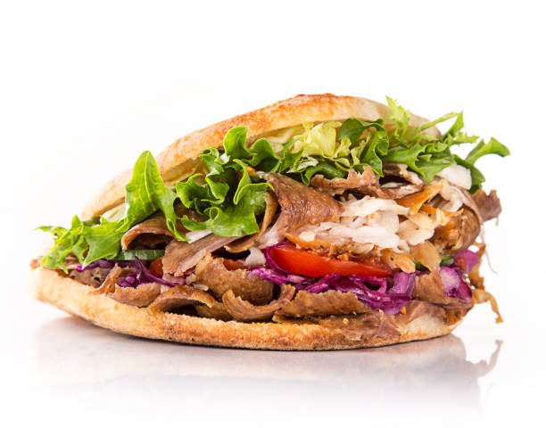 Close up of kebab sandwich